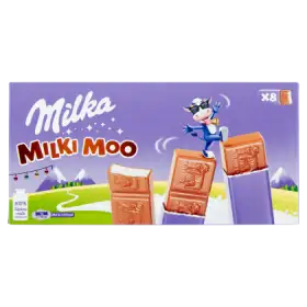 Milka Milki Moo Batoniki z czekolady mlecznej z nadzieniem mlecznym 87,5 g (8 x 10,94 g)