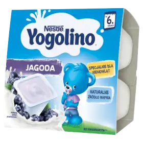 Nestlé Yogolino Deserek mleczno-owocowy jagoda dla niemowląt po 6. miesiącu 400 g (4 x 100 g)