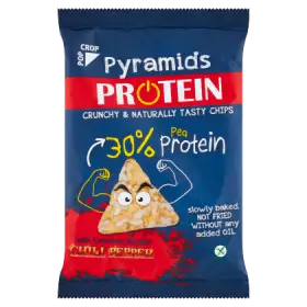 Popcrop Piramidki Protein Chipsy wysokobiałkowe z papryką chili Carolina Reaper bezglutenowe 23 g