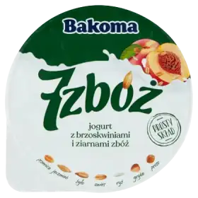 Bakoma 7 zbóż Jogurt z brzoskwiniami i ziarnami zbóż 140 g