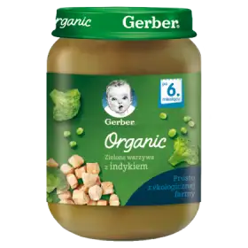 Gerber Organic Zielone warzywa z indykiem dla niemowląt po 6. miesiącu 190 g