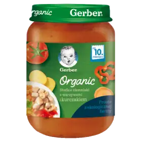 Gerber Organic Słodkie ziemniaki z warzywami i kurczakiem dla niemowląt po 10. miesiącu 190 g