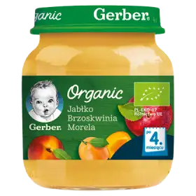 Gerber Organic Jabłko brzoskwinia morela dla niemowląt po 4. miesiącu 125 g