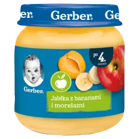 Gerber Jabłka z bananami i morelami dla niemowląt po 4. miesiącu 125 g