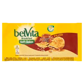 belVita Breakfast Ciastka zbożowe z nadzieniem o smaku czekoladowo-orzechowym 50 g