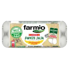 Farmio Jaja świeże od kur karmionych paszą wolną od GMO M 10 sztuk
