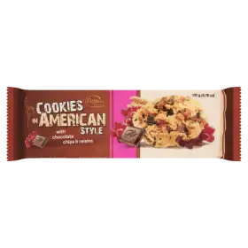 Bogutti Coookies in American Style Kruche ciasteczka z czekoladą i rodzynkami 135 g
