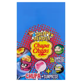 Chupa Chups Grippy Heroes Lizaki o smaku truskawkowym 192 g (16 x 12 g)