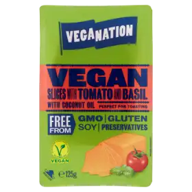 Veganation Wegańskie plastry z pomidorami i bazylią 125 g