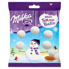 Milka Mini Snow Balls Czekolada mleczna z mleka alpejskiego 100 g