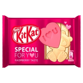 KitKat Special For You Kruchy paluszek waflowy w białej czekoladzie o smaku malinowym 108 g