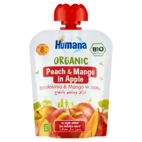Humana Organic Mus brzoskwinia & mango w jabłku po 8. miesiącu 90 g