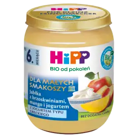HiPP BIO Dla Małych Smakoszy Jabłka z brzoskwiniami mango i jogurtem po 6. miesiącu 160 g