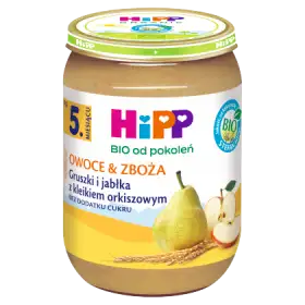 HiPP BIO Owoce & Zboża Gruszki i jabłka z kleikiem orkiszowym po 5. miesiącu 190 g