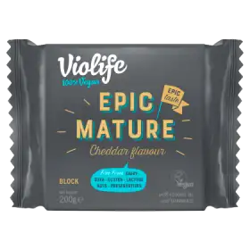 Violife Produkt na bazie oleju kokosowego o smaku epicki dojrzały cheddar blok 200 g