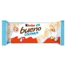 Kinder Bueno Coconut Wafel w białej czekoladzie z kokosowym nadzieniem 39 g (2 x 19,5 g)