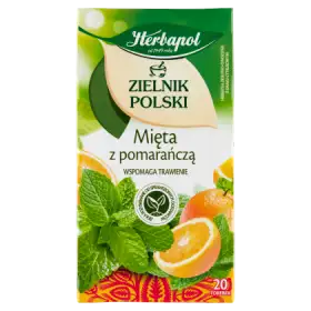 Herbapol Zielnik Polski Herbatka ziołowo-owocowa mięta z pomarańczą 30 g (20 x 1,5 g)
