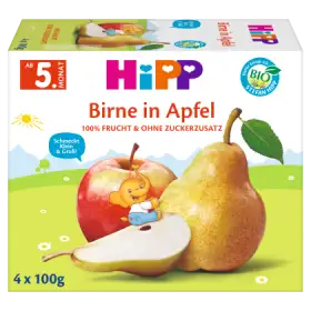 HiPP BIO Owocowa Chwila Jabłka-gruszki po 4. miesiącu 400 g (4 x 100 g)