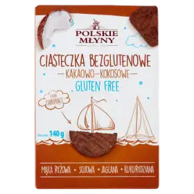 Polskie Młyny Ciasteczka bezglutenowe kakaowo-kokosowe 140 g