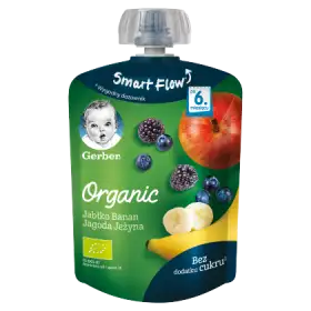 Gerber Organic Deserek Jabłko banan jagoda jeżyna dla niemowląt po 6. miesiącu 90 g