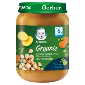 Gerber Organic Groszek z marchewką ziemniaczkami i kurczakiem dla niemowląt po 6. miesiącu 190 g