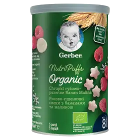 Gerber Organic Chrupki ryżowo-pszenne banan malina dla niemowląt od 8. miesiąca 35 g