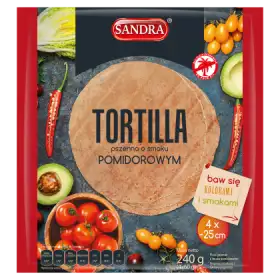 Sandra Tortilla pszenna o smaku pomidorowym 240 g (4 x 60 g)