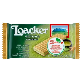Loacker Matcha Chrupiące wafle przekładane kremem z zielonej herbaty 37,5 g