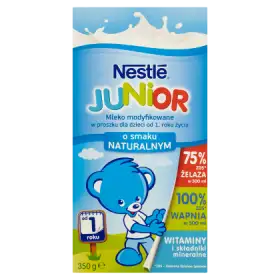 Nestlé Junior Mleko modyfikowane w proszku dla dzieci od 1. roku życia o smaku naturalnym 350 g