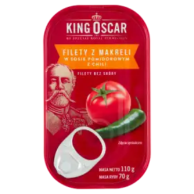 King Oscar Filety z makreli w sosie pomidorowym z chili 110 g