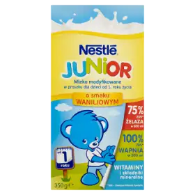 Nestlé Junior Mleko modyfikowane w proszku dla dzieci od 1. roku życia o smaku waniliowym 350 g