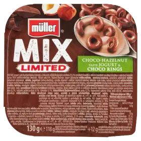 Müller Mix Jogurt o smaku czekoladowo-orzechowym z krążkami zbożowymi w czekoladzie mlecznej 130 g