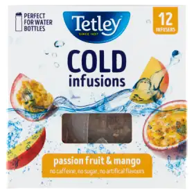Tetley Cold Infusions Herbatka ziołowo-owocowa aromatyzowana o smaku marakui i mango 27 g
