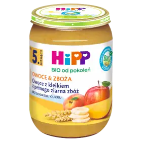 HiPP BIO Owoce & Zboża Owoce z kleikiem z pełnego ziarna zbóż po 5. miesiącu 190 g