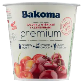 Bakoma Premium Jogurt z wiśniami i czereśniami 140 g