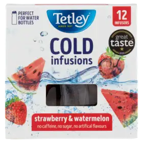 Tetley Cold Infusions Herbatka ziołowo-owocowa aromatyzowana truskawka & arbuz 27 g