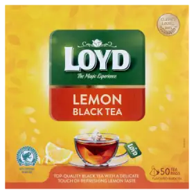 Loyd Lemon Black Tea Herbata czarna aromatyzowana o smaku cytrynowym 85 g (50 x 1,7 g)