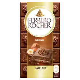 Ferrero Rocher Czekolada mleczna nadziewana z orzechowym nadzieniem i kawałkami orzechów 77 g