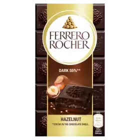 Ferrero Rocher Czekolada deserowa nadziewana z orzechowym nadzieniem i kawałkami orzechów 90 g