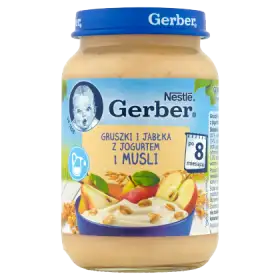 Gerber Gruszki i jabłka z jogurtem i musli po 8 miesiącu 190 g