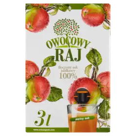 Owocowy Raj Tłoczony sok jabłkowy 100% 3 l