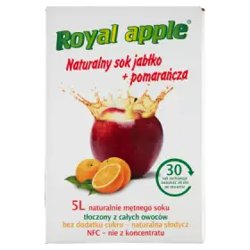 Royal apple Naturalny sok jabłko + pomarańcza 5 l