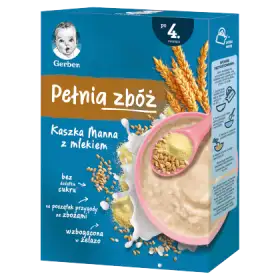 Gerber Pełnia zbóż Kaszka Manna z mlekiem dla niemowląt po 4. miesiącu 200 g