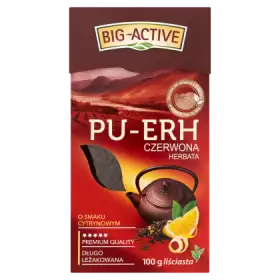 Big-Active Pu-Erh Herbata czerwona o smaku cytrynowym liściasta 100 g