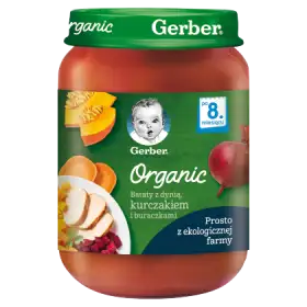 Gerber Organic Bataty z dynią kurczakiem i buraczkami dla niemowląt po 8. miesiącu 190 g