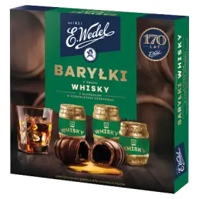 E. Wedel Baryłki o smaku whisky z alkoholem w czekoladzie deserowej 200 g