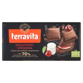 Terravita Czekolada gorzka nadziewana jogurtowo-wiśniowa 100 g