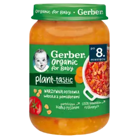 Gerber Organic Plant-tastic Warzywna potrawka włoska z pomidorami dla niemowląt po 8. miesiącu 190 g