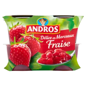 Andros Deser owocowy z truskawek i czerwonych porzeczek 400 g (4 sztuki)