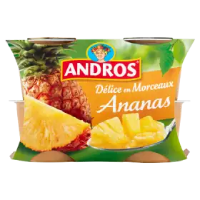 Andros Deser owocowy z ananasa jabłka i marakui z kawałkami owoców 400 g (4 sztuki)